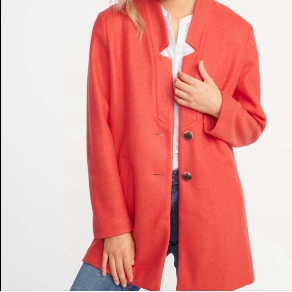 Old Navy Oversized Soft Brushed Button-Front Coat  - Tamarind (M)